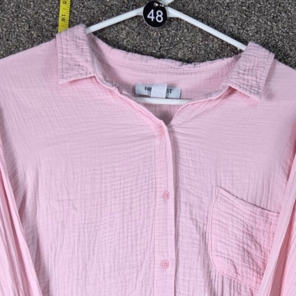 Nine West Jeans Button Down Shirt Womens XXL Pink Double Gauze Cotton LS - Picture 2 of 5